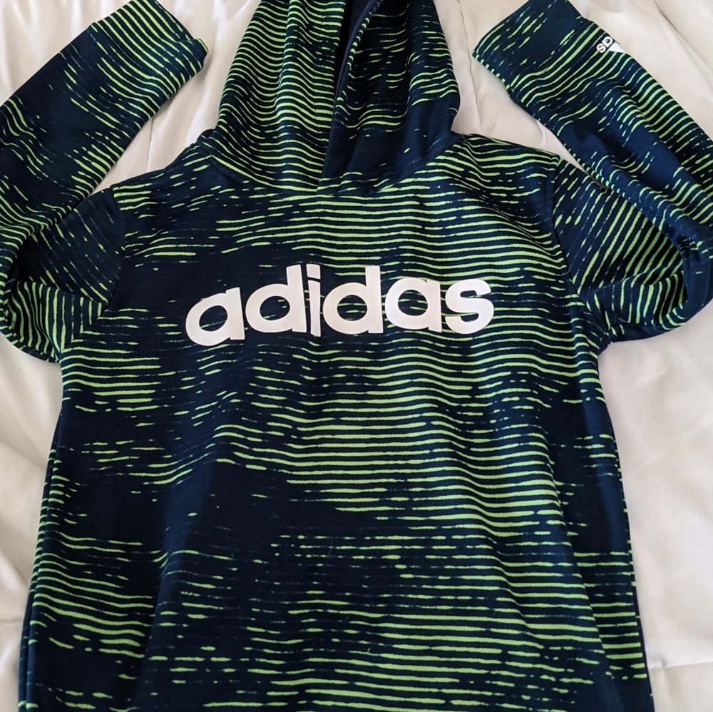 Blue and lime green hoodie